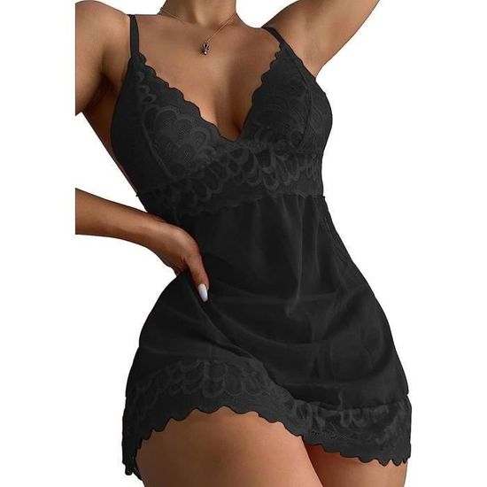 Ensemble Lingerie Coordonnes Dentelle Noir Noir Cdiscount Pr T