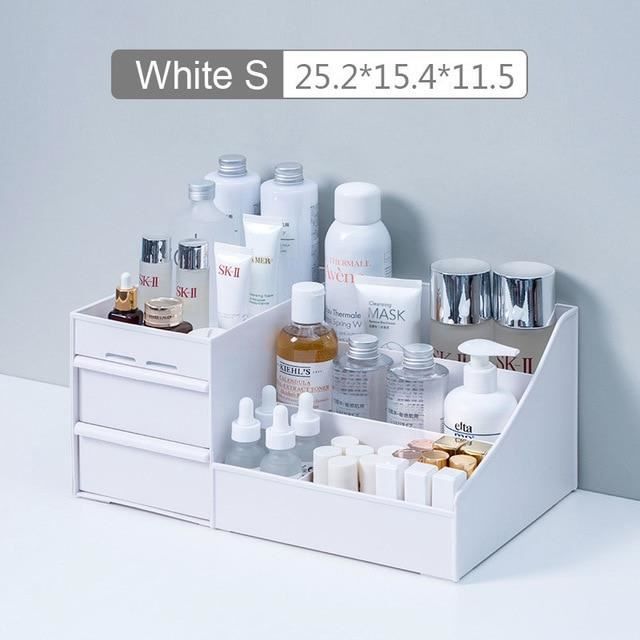 Boîte de rangement cosmétique grande capacité maquillage tiroir organisateur bijoux vernis à ongles maquillage - Type white S