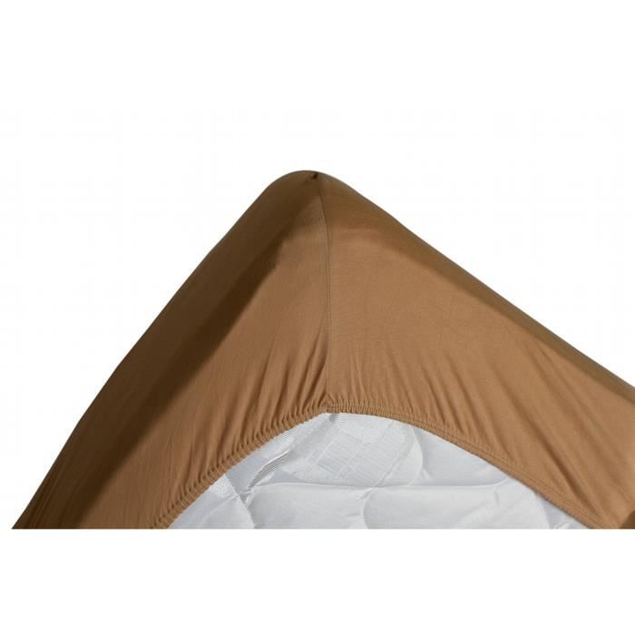 Drap housse jersey extensible DOUCEUR caramel - 120x200
