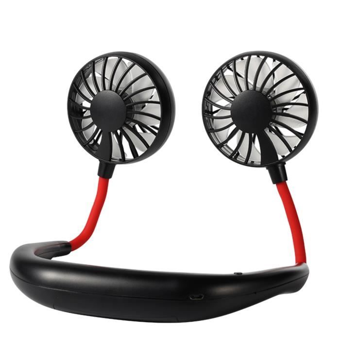 Mini Ventilateur portable,cou Éventail suspendu,USB rechargeable Silencieux Ventilateur pour Sportif-Bureau-Voyage noir