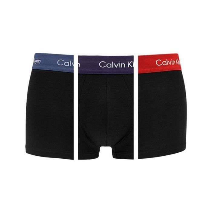 Lot de 3 shorty Calvin Klein en coton stretch noir à ceintures colorées