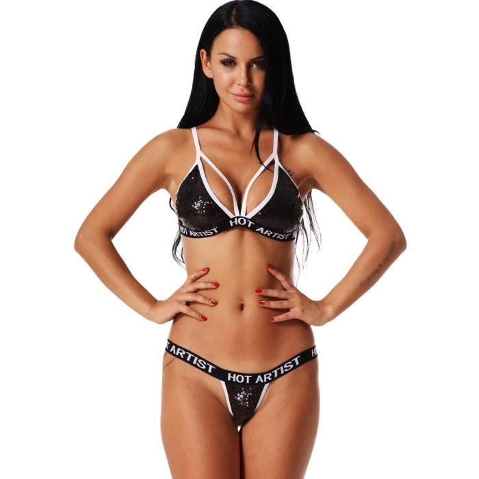 Femmes Sexy Sequin Lingerie Corset Push Up Sous Vêtements Soutien Gorge