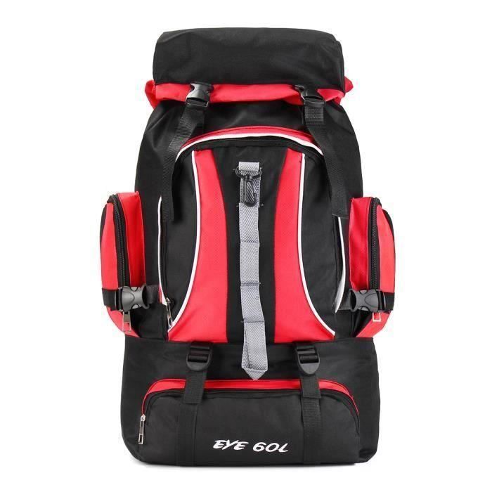 NEUFU 60 L Sac à Dos Etanche Confortable Extérieur Nylon Large Randonnée Escalade Voyage Rouge