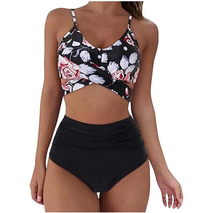 Maillots de Bain Femme Deux Pièces Halter Avant Croix Désign Bikini Top