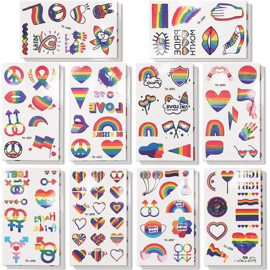 20 Pièces de LGBT Gay Pride Sticker Tatouages Temporaires Autocollants de Tatouage Arc En Ciel