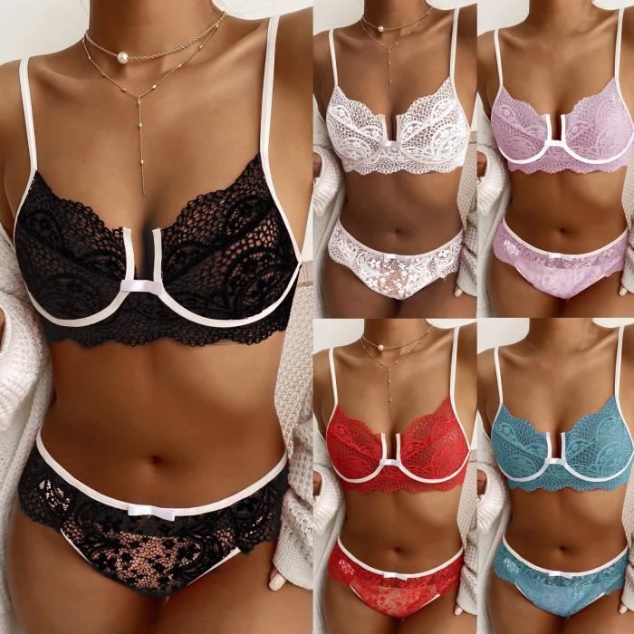 Femmes Plus La Taille Lingerie Corset Dentelle Floral Bralette Soutien