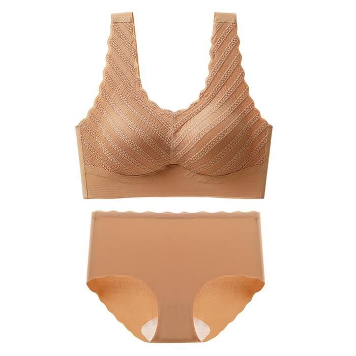 Ensemble de culotte de lingerie deux pièces sans couture pour femmes de grande taille Orange A