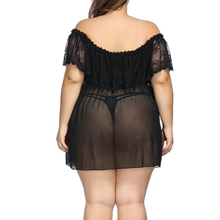 Femmes Lingerie Sexy Dentelle Babydoll G String String Bas Sous