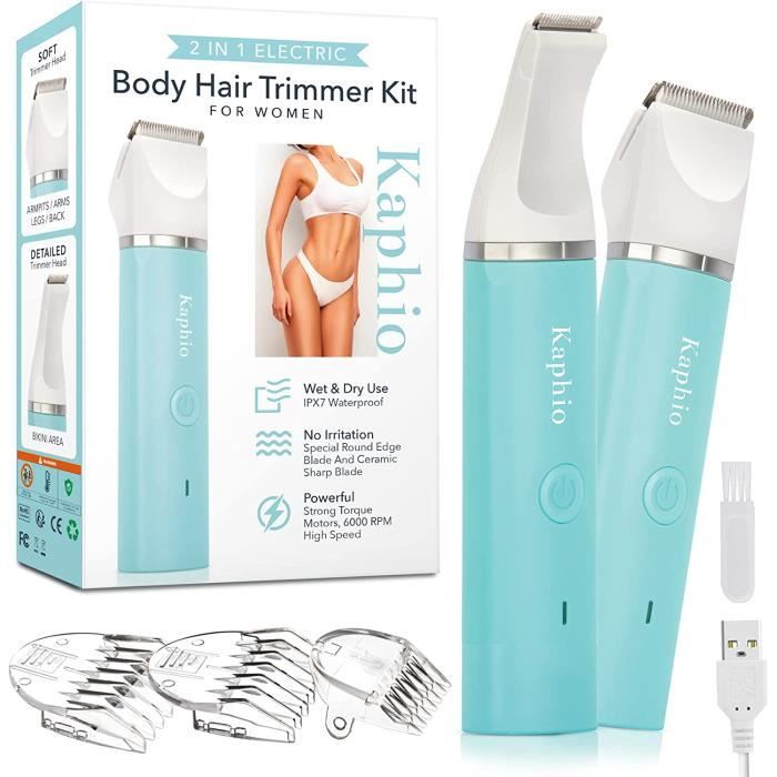 Tondeuse Bikini Femme IPX7 Étanche Kaphio avec 3 Protections de Tonte