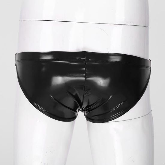 Yizyif Slip Homme Cuir Verni Sexy Jockstrap Gay Lingerie Erotique