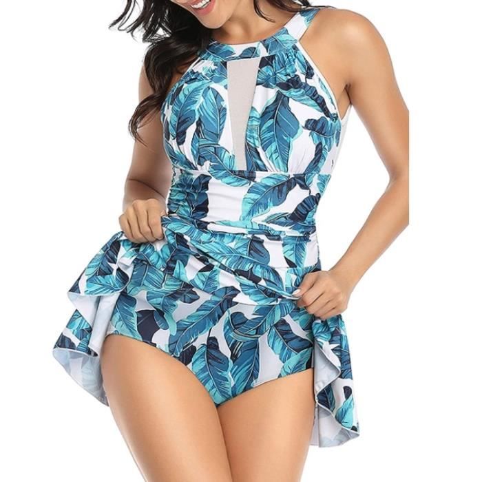 Femme Maillot De Bain Pi Ce Avec Jupette Push Up Rembourr Cache Amincissant Bikini Jupette