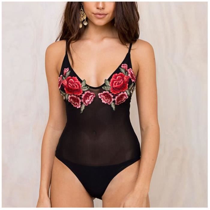 Mode F Minine Body Sexy Dentelle Broderie Creux Lingerie Sexy