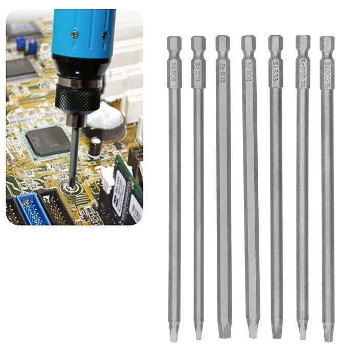 7pcs embout de tournevis carré électrique poignée hexagonale en acier au chrome vanadium 150mm + couvercle 1Pc-DUO