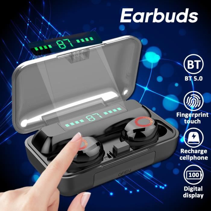 Écouteurs sans fil Bluetooth 5.0 avec écran LED Digital Intelligence