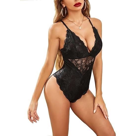 Bodys Femme Ensembles De Lingerie Sexy Nuisette Ouverte Le Dos Sous V Tements Dentelle Nuit