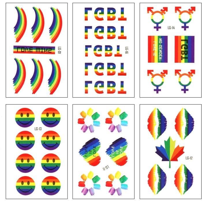 Phogary LGBT Gay Pride Tatouages Temporaires Pcs Feuilles Tatouages Arc En Ciel