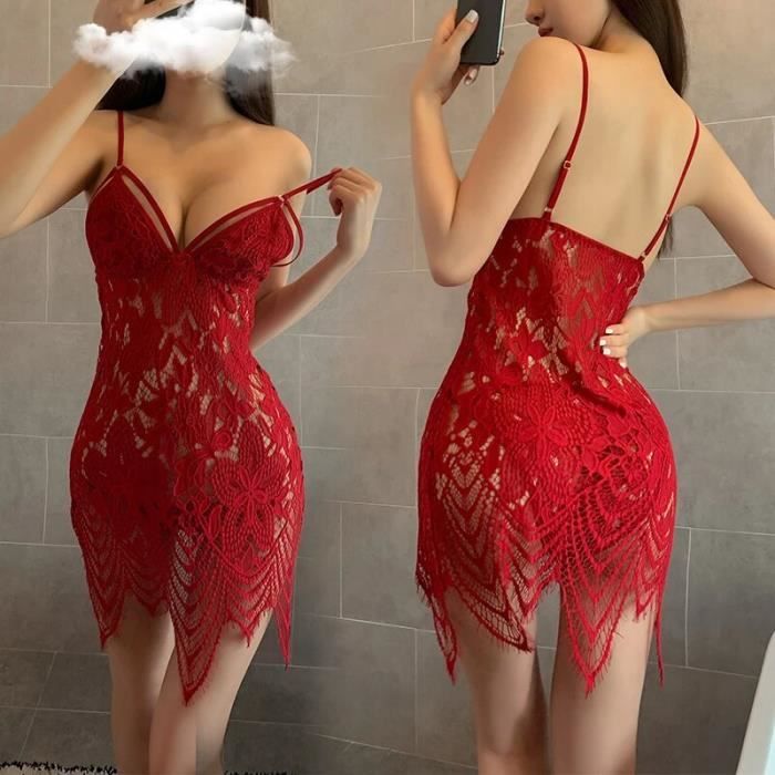 G String Ensemble De Lingerie Sexy En Dentelle Pour Femme Nuisette Transparente Sous