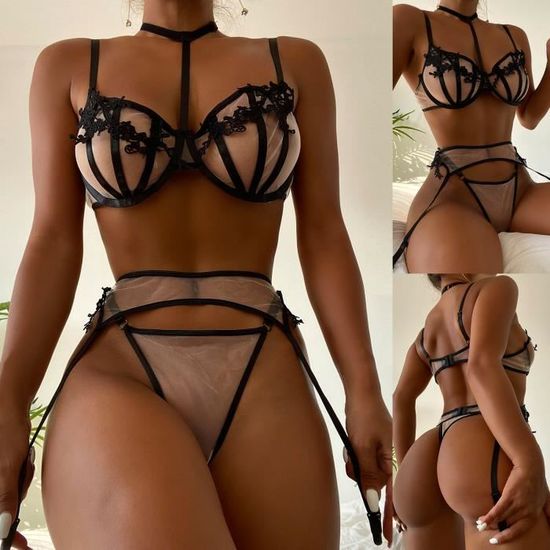 Femmes Exquises Dentelle Lingerie Soutien Gorge Jarreti Re Slips