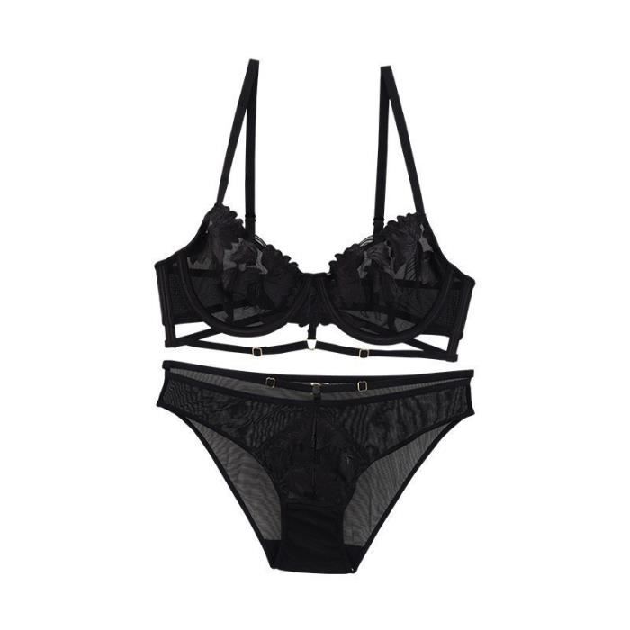 Ensemble Lingerie Femme Broderie En Dentelle Froncee Ultra Mince Mode