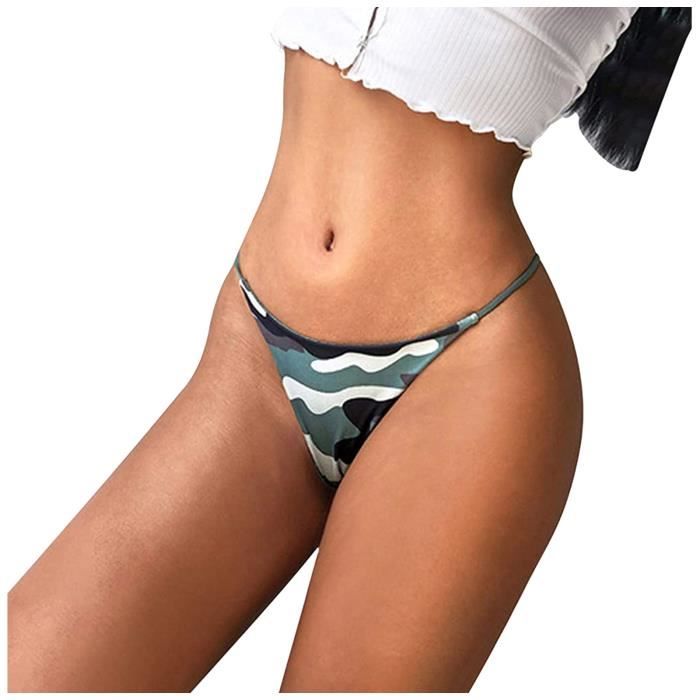Costume femme string maillot de bain imprimé brésilien bas de Bikini
