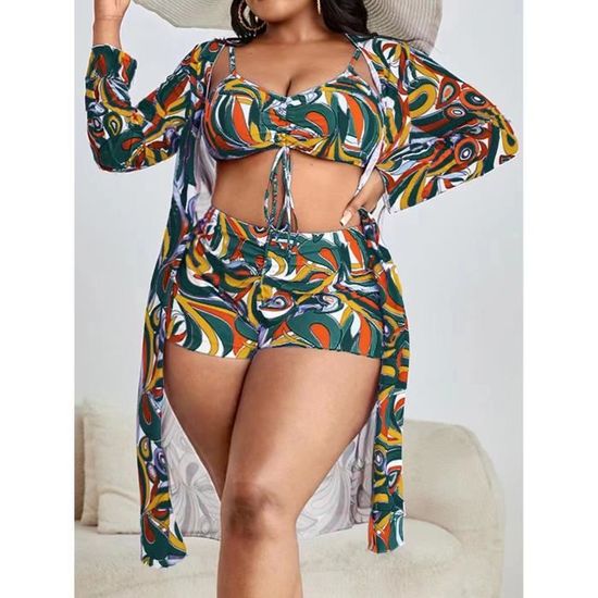 Maillot De Bain Bikini Imprim Grande Taille Pour Femme Maillot De Bain Femme Kimono De