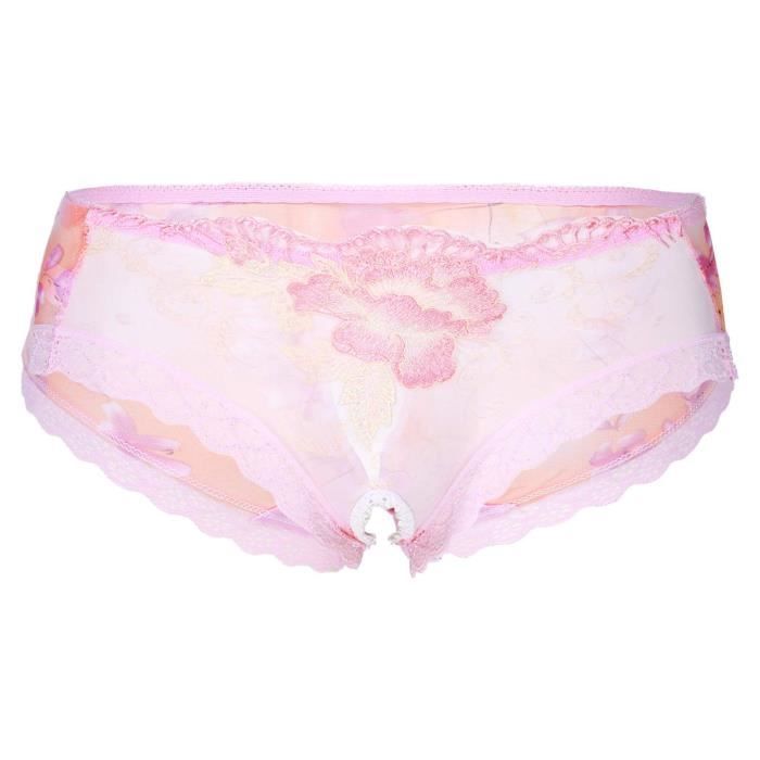 Yonghs Homme Sissy String Ouvert Entrejambe Sexy Slip Transparent Boxer Dentelle Culotte Gay