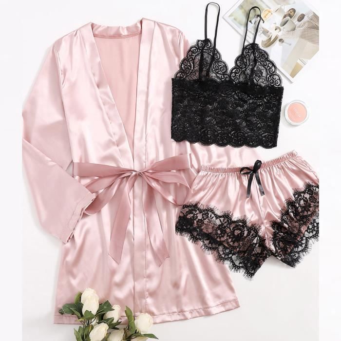 Femmes Plus La Taille Lingerie Sexy Robe De Soie Satin Peignoir