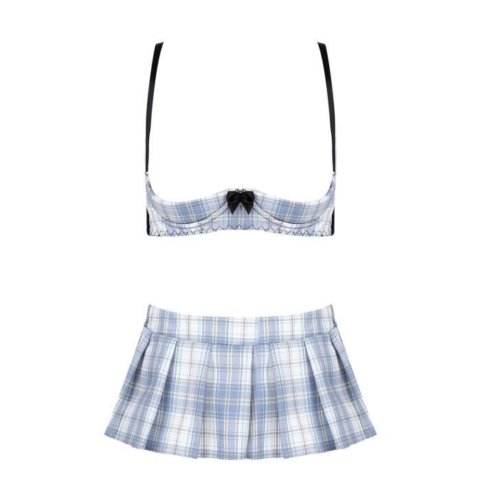 Iixpin Femme Tenue Écolière Sexy Coquine Lingerie Mini Jupe à Carreaux