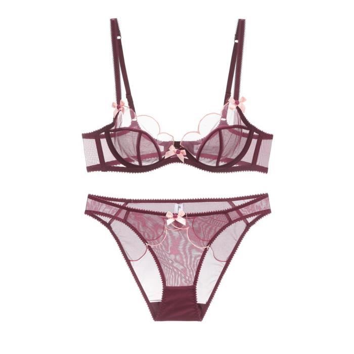 Ensemble Lingerie Petale Sexy Dentelle Et Maille Matelass E Violet Violet Cdiscount