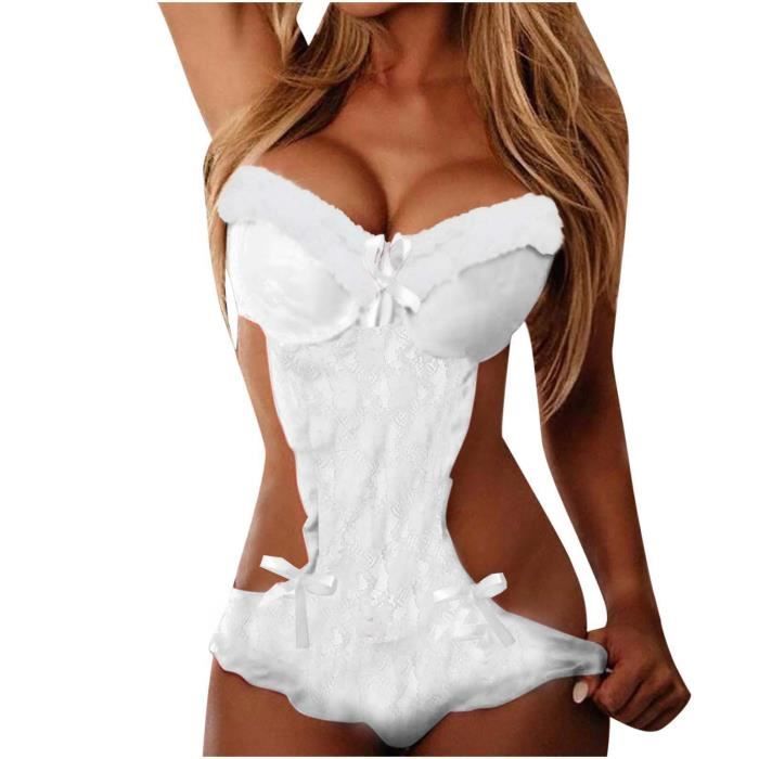 Femmes Sexy Lingerie Dentelle One Piece Body Garniture Bowknot Décor