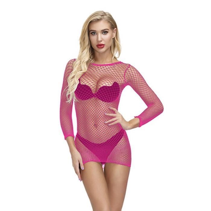 Nuisette Sexy en résille body ajouré Lingerie transparente bas de corps