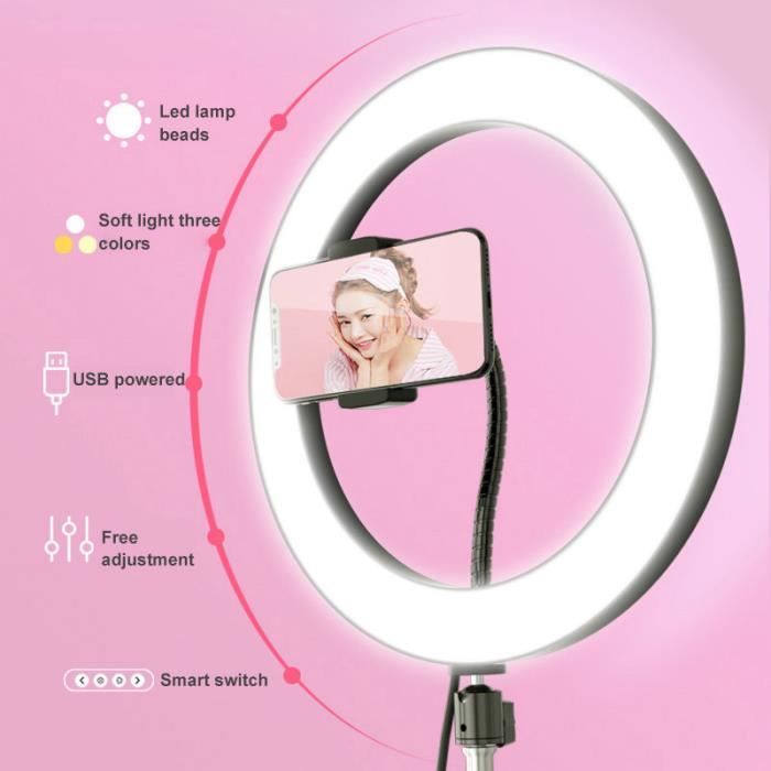 Dimmable LED Studio Fill Light Light Photo Vidéo Lampe annulaire Selfie Stick Ring Fill Light (Sans le trépied)