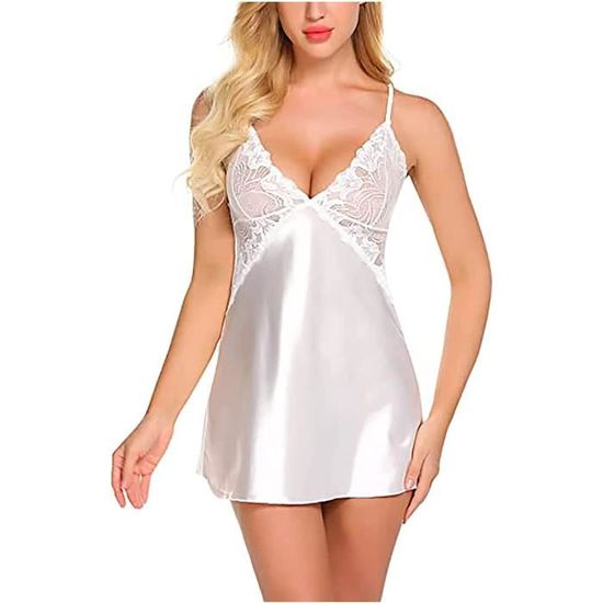 Ensemble De Lingerie Sexy En Dentelle Robe De Nuit En Satin Autrement