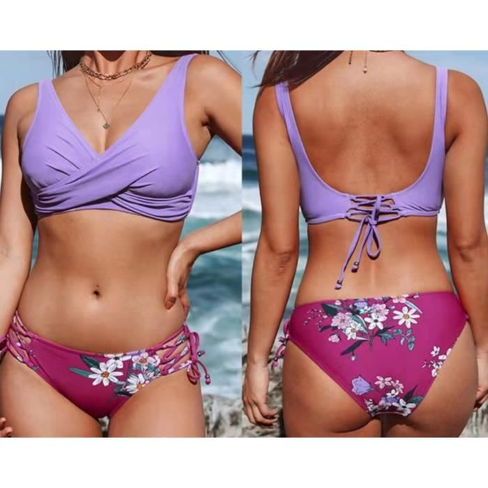 Mesdames deux pièces maillot de bain bikini sexy à la mode Violet