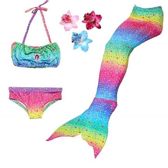 Maillot De Bain Princesse Queue De Sir Ne Mermaid Bikini Enfant Fille Colors Boucle De
