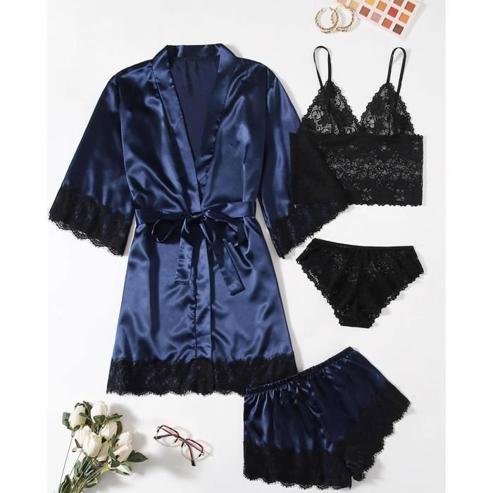 Femmes Plus La Taille Sexy Lingerie Femmes Robe En Soie Satin Peignoir Vêtements De Nuit Pyjamas