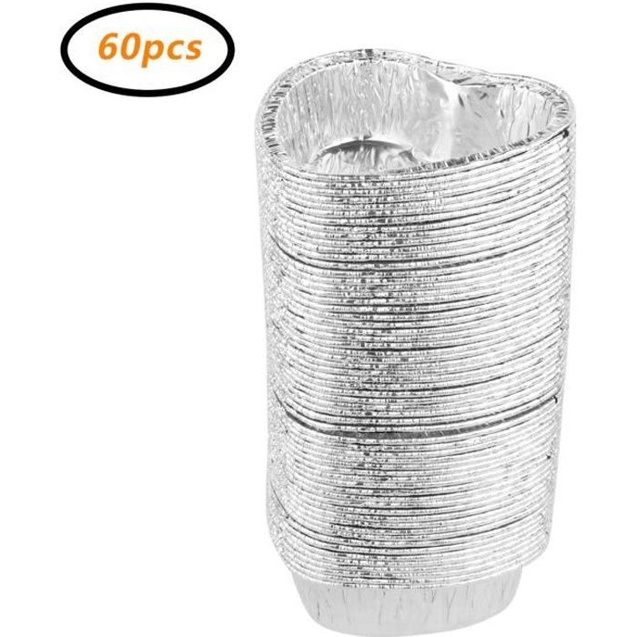 Set de 60 Moule Gâteau Papier Cuisson Tasse Aluminium Jetables Gâteau Cas Liners Muffin Dessert Argenté
