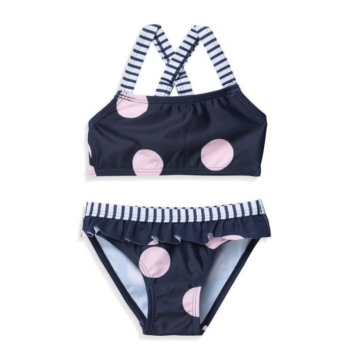 LENTIGGINI Bikini 2 Pièces tout Imprimé Marine Rose Fille Cdiscount