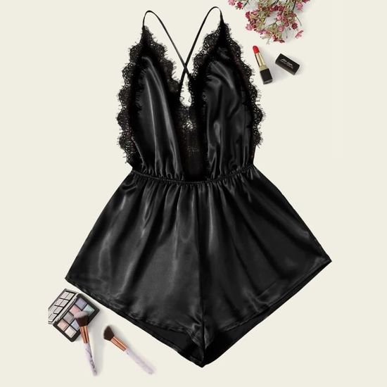 Mesdames Sexy Lingerie Dentelle Deep V Halter Irr Guli Re Babydoll
