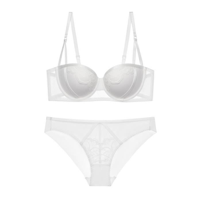 Ensemble Lingerie Femme Couleur Unie A Mode Dentelle Sexy Polyvalente