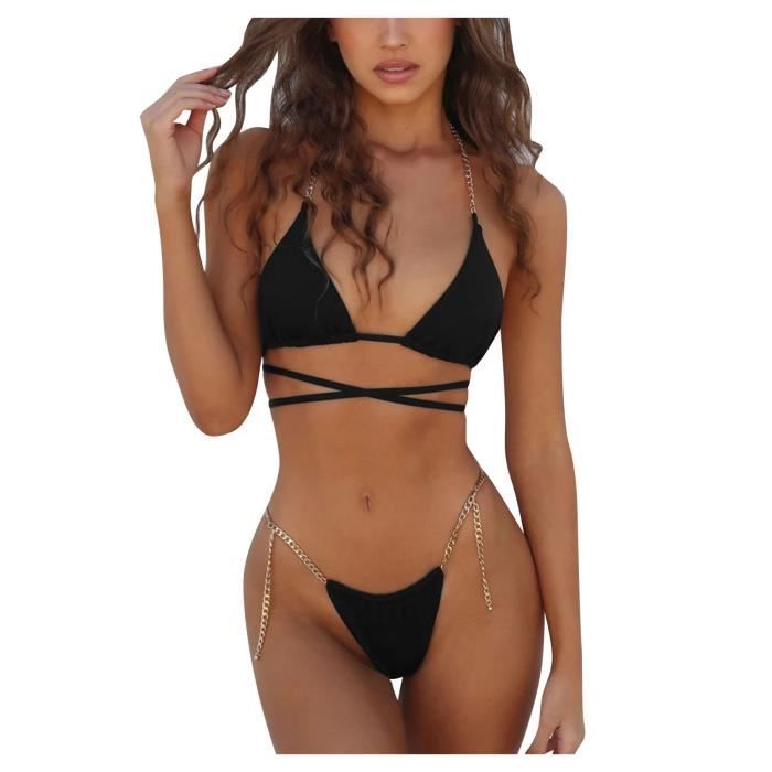 Maillot De Bain Ensemble Bikini En Dentelle Solide Femmes Push Up
