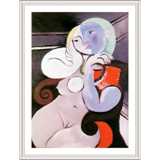 Nude Woman In A Red Armchair Pablo Picasso White Poster Enmaill