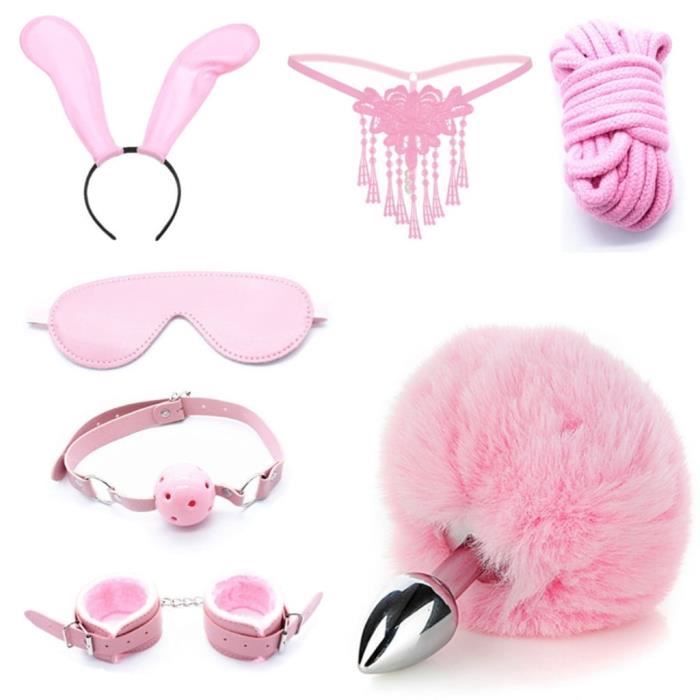 pièces rose fourrure Plug Anal queue et bandeau oreilles pour Cosplay jouet sexuel