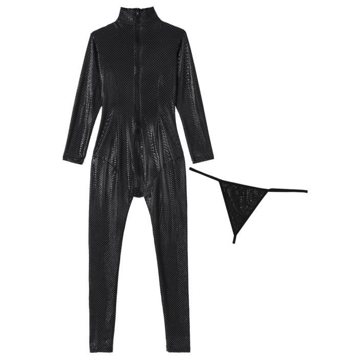 Iixpin Catsuit Femme Sexy Cuir Verni Combinaison Wetlook Lingerie Et G