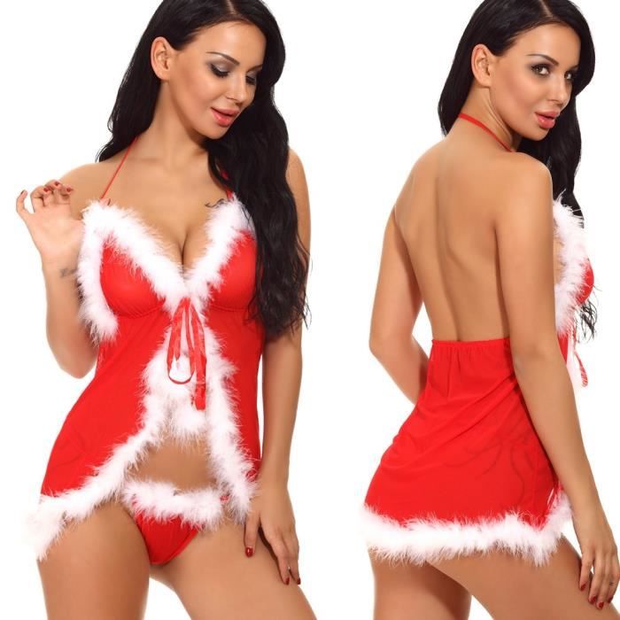 Chemise De Nuit Sexy Set Femmes Deep V Neck Plush Sexy Lingerie Sous