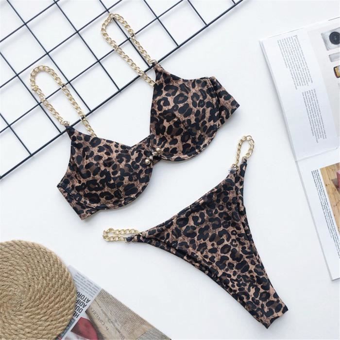 Maillot De Bain Bikini Sexy Cha Ne Dor E Pour Femmes Ensemble Deux