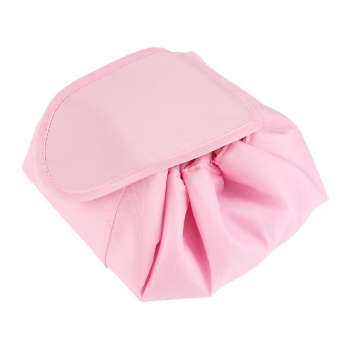 Mode imperméable à l'eau de grande capacité sac de rangement rapide de bijoux de maquillage de cordon de serrage, rose