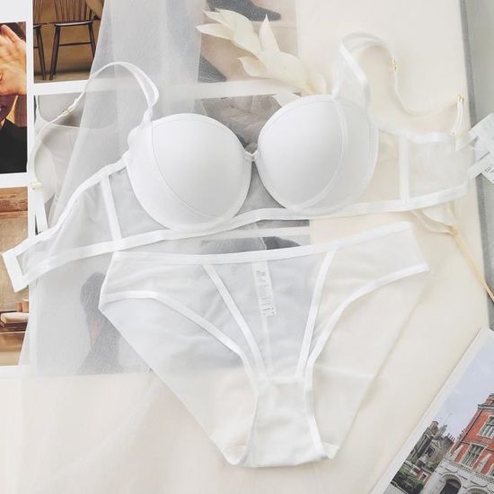 Ensemble Lingerie Femme Fil Maille A Couleurs Croisees Anti