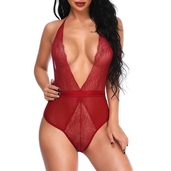 Nouveau Femmes Lingerie Dentelle Teddy Profond Col En V Dos Nu Body