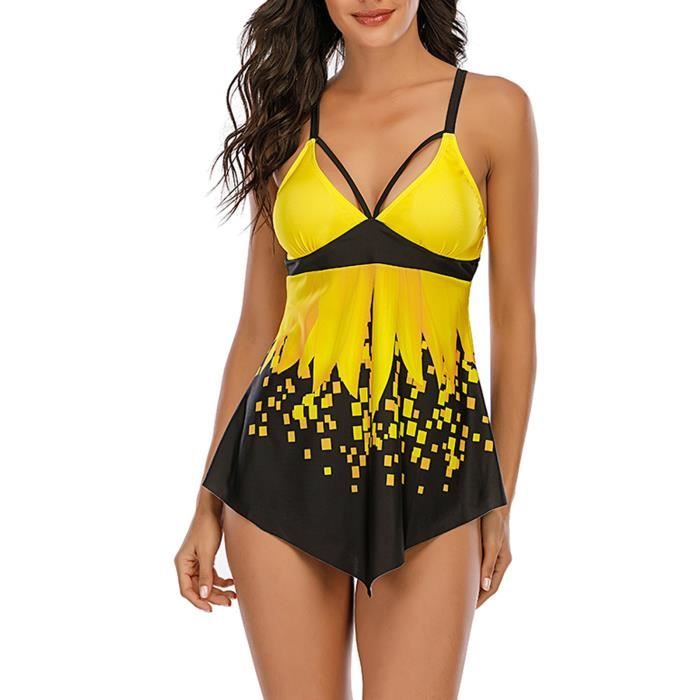 Maillot De Bain Femmes Sexy Soilds Tankini Festonn Textur Bikini